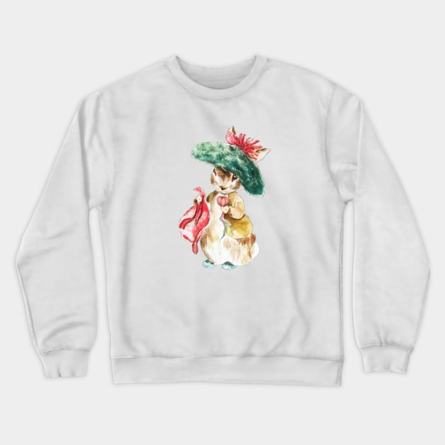 Cute rabbit Benjamin with green hat Crewneck Sweatshirt by colorandcolor